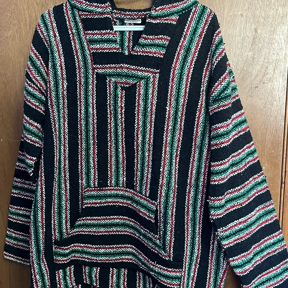 Vintage Multicolor Baja Poncho for Men - Picture 2 of 2